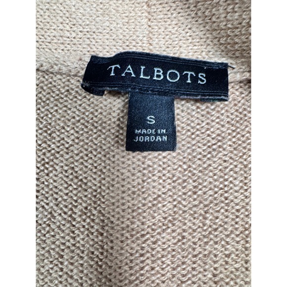 Talbots Women Long Beige Knit Cardigan Sweater Open Front Long Sleeve Size S - Picture 3 of 6